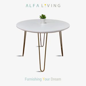 Amalfi Dining Table, Meja Makan Kaki Besi, Meja Bulat Meja Bundar Kecil