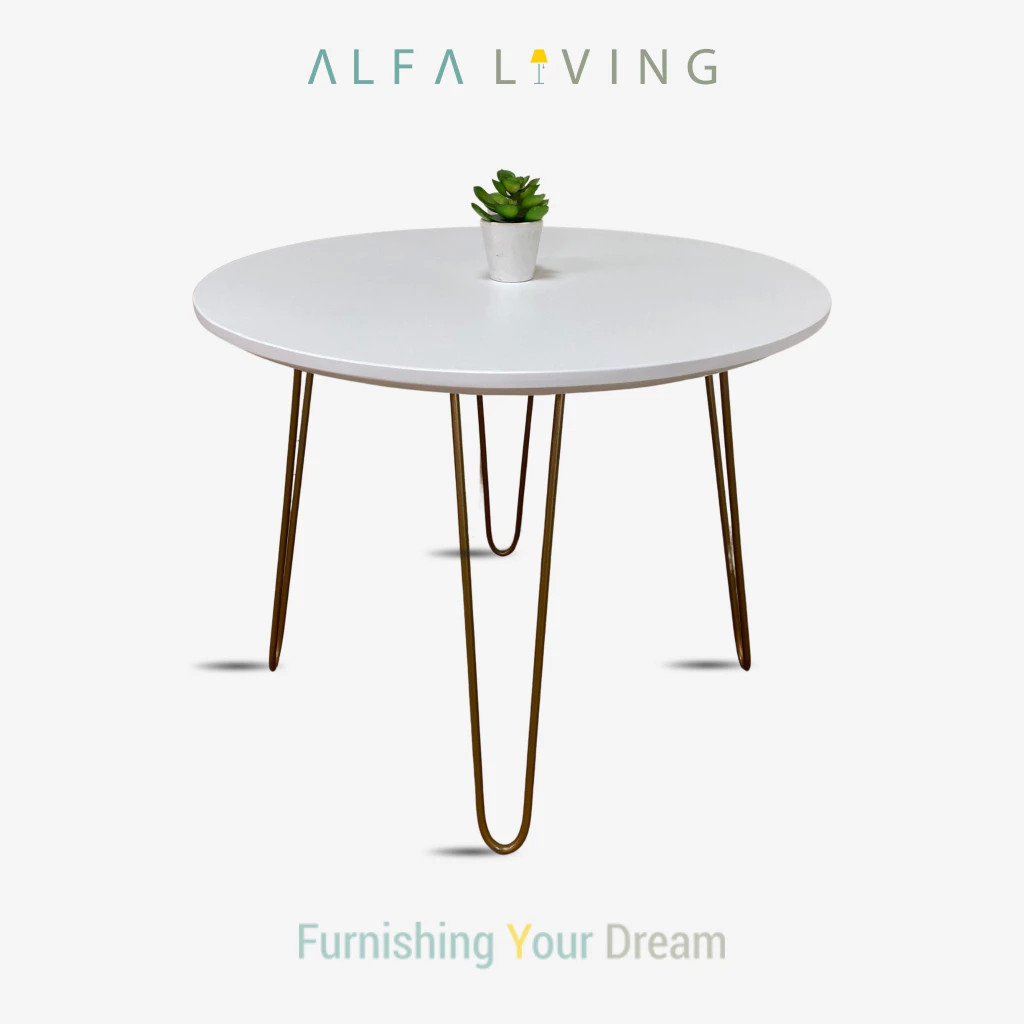 Amalfi Dining Table, Meja Makan Kaki Besi, Meja Bulat Meja Bundar Kecil