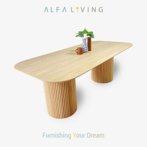 Otsuka Dining Table, Meja Makan Besar, Meja Mewah Luas Kayu Sungkai Minimalis