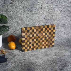 Talenan Kayu Jati Sono Estetik Motif Catur (cutting Board)