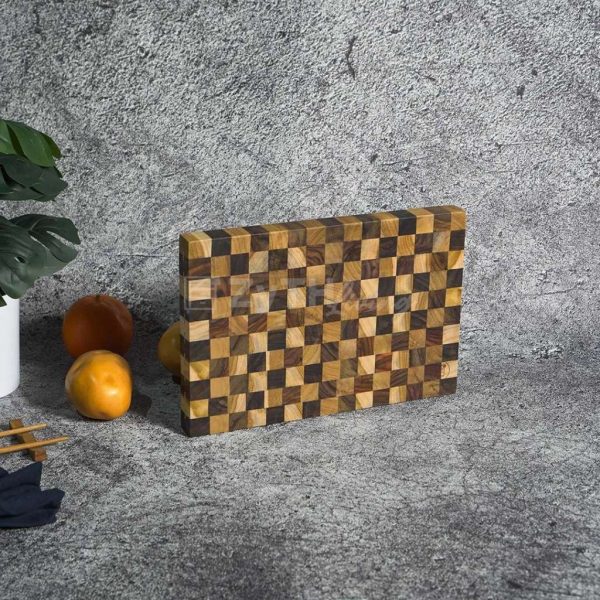 Talenan Kayu Jati Sono Estetik Motif Catur (cutting Board)